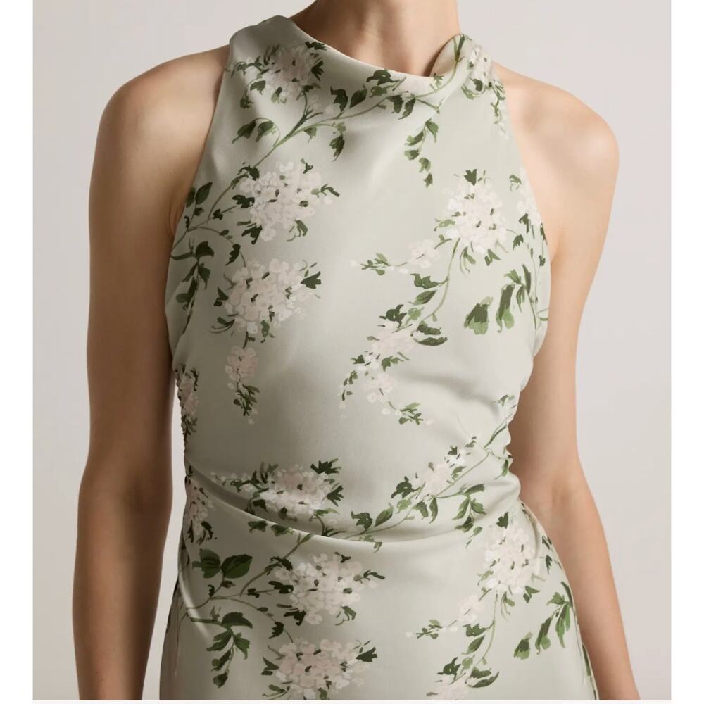 Washable Stretch Silk High‑Neck Midi Dress Size L – Jasmine Vines